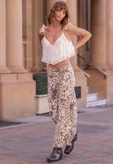 Snow Leopard bias cut maxi skirt