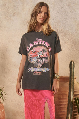 Coco Cantina biker tee, charcoal