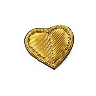 Embroidered patch as brooch, god heart