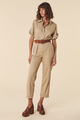 Foxglove Embroidered Boilersuit, Khaki to