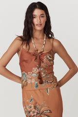 Mojave Lily Lace Up Cami, Amber