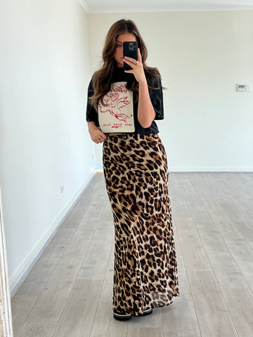 Zali leopard print maxi skirt