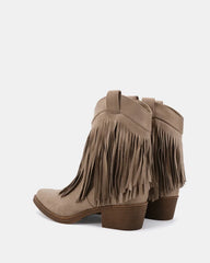 Loretta fringed boots, stone beige