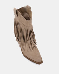 Loretta fringed boots, stone beige