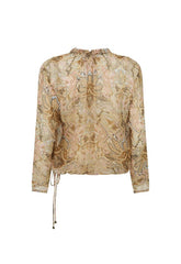 Damask long sleeve blouse, chai