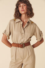 Foxglove Embroidered Boilersuit, Khaki to