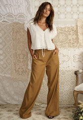 London Pleated Pants - Tan
