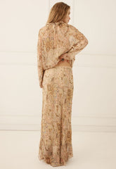 Damask long sleeve blouse, chai