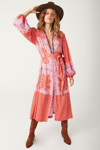 Sunshine Bandit, button through midi dress ,