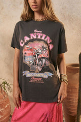 Coco Cantina biker tee, charcoal
