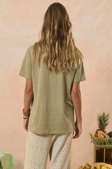 Mermaid truckstop biker tee, khaki