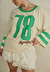 Homecoming long sleeve oversized biker tee