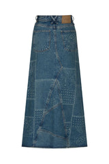 Road Trip denim maxi skirt, Bandana