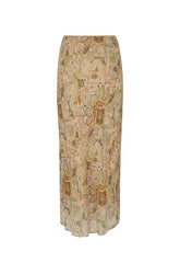 Damask ruffle midi skirt, chai