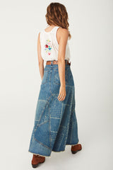 Road Trip denim maxi skirt, Bandana