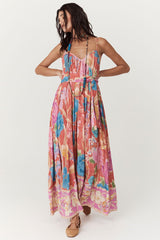 Painters Garden Strappy Maxi Dress,  Crimson