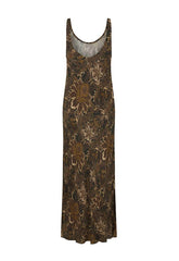 Damask bias dress, walnut