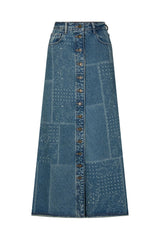 Road Trip denim maxi skirt, Bandana