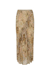 Damask ruffle midi skirt, chai
