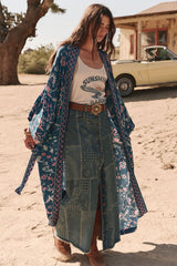 Road Trip denim maxi skirt, Bandana