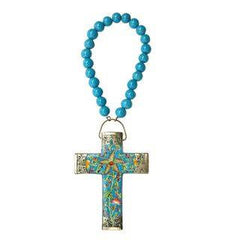 peacock cross with beads