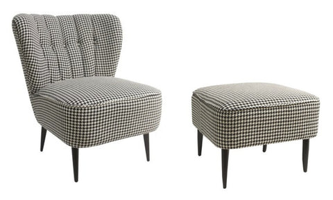 houndstooth chair and ottoman